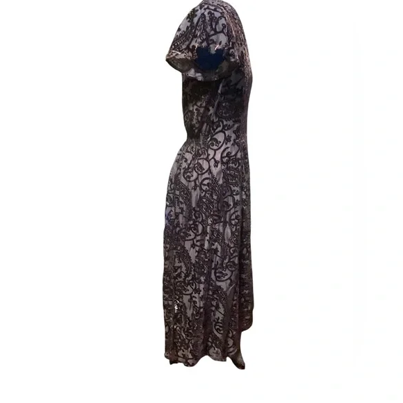 Beautiful Reba holiday dress!  Velvet, handkerchief cut skirt. Chocolate brown - Picture 5 of 7